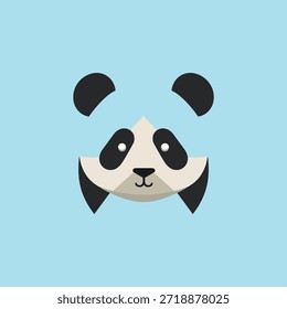 Panda Bär Gesicht Symbol süß Tierkopf Grafik Schwarz und Weiß.