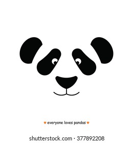 Panda bear face logo. Vector panda bear face logo, design template. Isolated panda bear face logo on white background. Vector panda face image for clothes print.