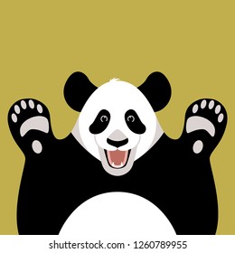 panda bear face , vector illustration ,flat style , front view