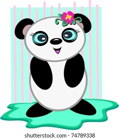 Panda Bear with a Flower