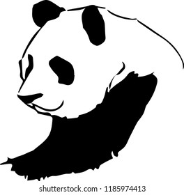 panda bear graphic black and white