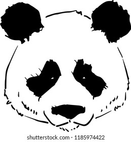 panda bear graphic black and white 3