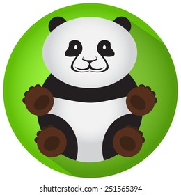 Panda bear in a green circle. Icon. 