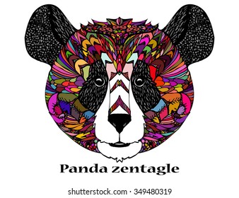 panda bear grizzly closeup muzzle high detailed hand drawn cartoon art vector cute zentangle