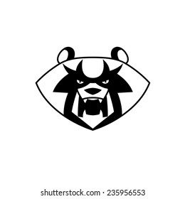 panda Bear head with bared fangs stylized growls - useful for logos design T-shirts labels and mascots