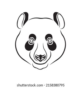 Panda bear head drawn in flat style. Design suitable for logo, tattoo, mascot, decor, animal protection posters, stickers, badges, t-shirt print. Isolated vector illustration