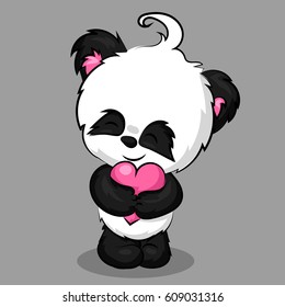 panda bear with heart