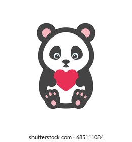 Panda bear with heart vector illustration
