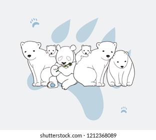
Panda bear hidden in polar bears.hide and seek.wear a mask. 
Panda bear stealth. Humorous picture