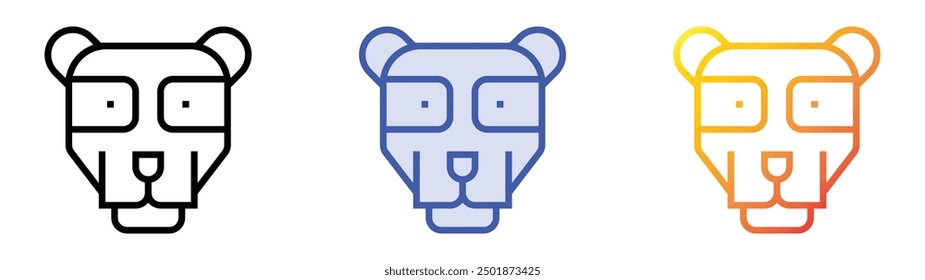 panda bear icon. Linear, Blue Fill and Gradient Style Design Isolated On White Background