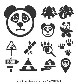 panda, bear icon set
