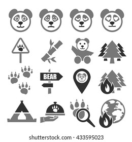 panda, bear icon set
