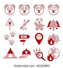 panda, bear icon set