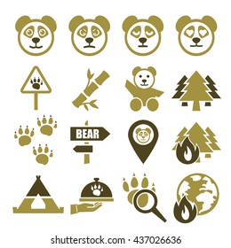 panda, bear icon set