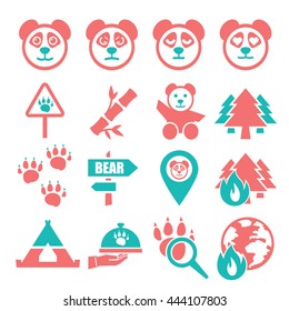 panda, bear icon set