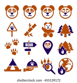 panda, bear icon set
