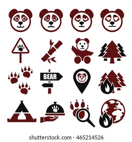 panda, bear icon set
