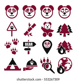 panda, bear icon set