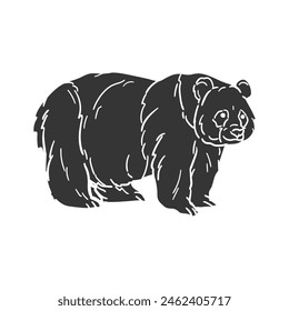 Panda Bear Icon Silhouette Illustration. Animal Vector Graphic Pictogram Symbol Clip Art. Doodle Sketch Black Sign.