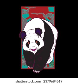 diseño de ilustración de oso panda para sukajan es un paño o camiseta tradicional japonés con camisetas dibujadas a mano digital Embroidery Men Casual de verano Hip Hop T Shirt Streetwear 