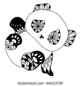 Panda bear illustration. Good for T-shirt, bag or whatever print. Vector illustration
