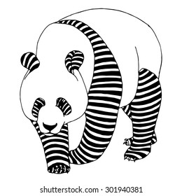 Panda bear illustration on simple white background 