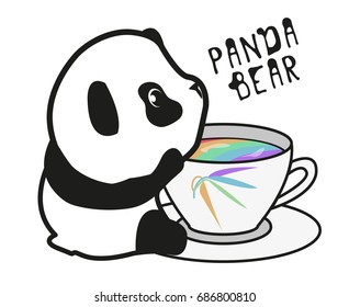 Panda bear Illustration vector children, young, set. Funny drawing for children and young.