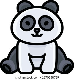 Oso Panda, ilustración, vector sobre fondo blanco.