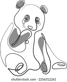 Panda bear line drawing vector 