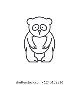 Panda bear line icon concept. Panda bear vector linear illustration, symbol, sign