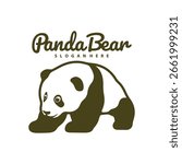 Panda Bear logo design vector. Silhouette Panda Template Illustration