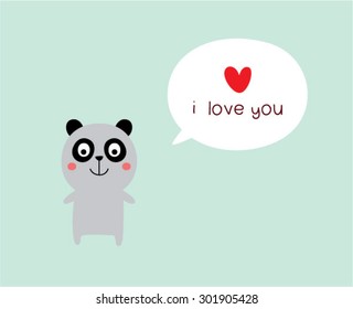 panda bear i love you card