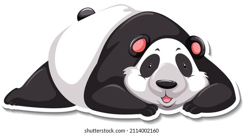 Panda bear lying cartoon character sticker illustration