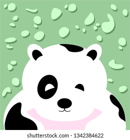 panda bear on grean background 