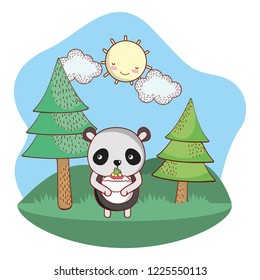 panda bear outdoors cartoon