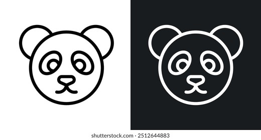 Panda bear outlined icon vector collection.