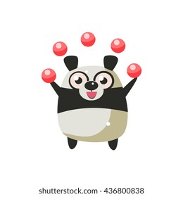 Panda Bear Party Animal Icon In Primitive Funny Flat Cartoon Style Isolated On White Background