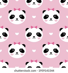 Panda bear pattern color vector background for baby and children album
