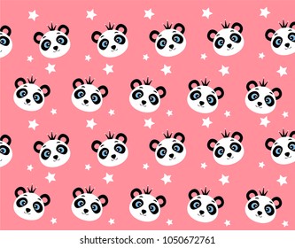  panda bear pattern on light pink background
