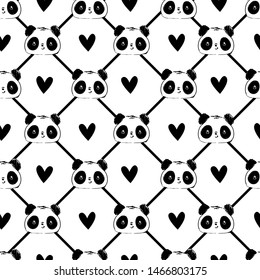 Panda bear pattern seamless. Design textile