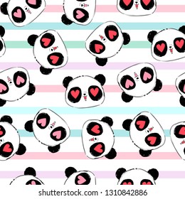 Panda Bear pattern seamless vector illustration. Print design childish textiles