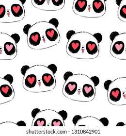 Panda Bear pattern seamless vector illustration. Print design childish textiles