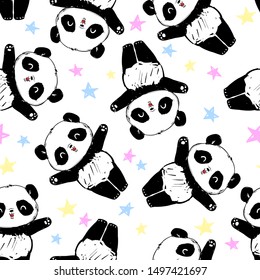 Panda bear Pattern Seamless Vector.