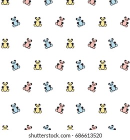 Panda bear pattern. Seamless vector illustration. Flat design style. Swatch inside