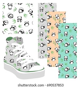Panda bear pattern vector illustration. Seamless background with animals for clothes, cards, design, web.