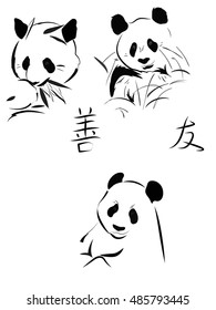 panda Bear. Pencil drawing, hand-drawn.