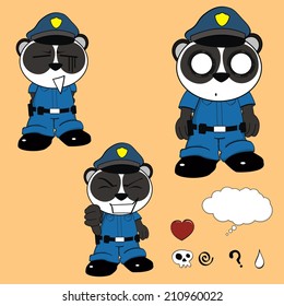 panda bear police cartoon set in vector format very easy to edit