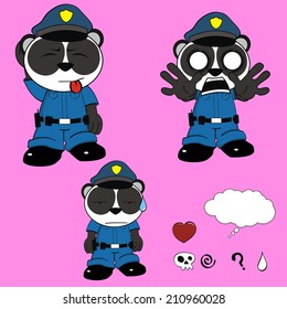  panda bear police cartoon set in vector format very easy to edit