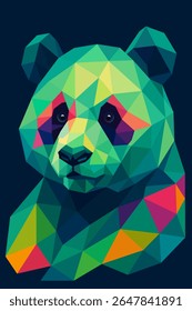 Urso panda. Ilustração poligonal de baixo poli. Vetor.