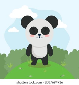 panda bear poster on forest